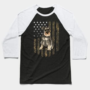 Camo American Flag Miniature Schnauzer 4Th Of July Usa Baseball T-Shirt